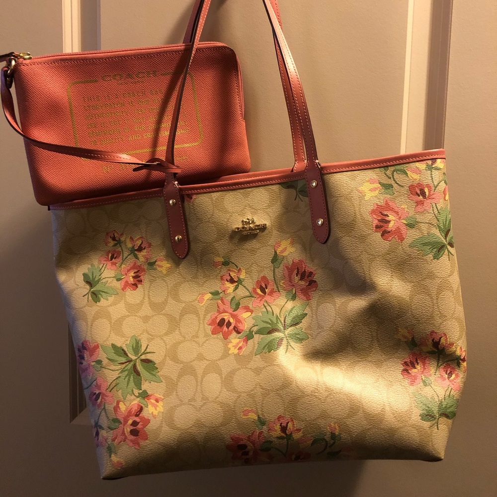 Spring themed reversible Coach purse